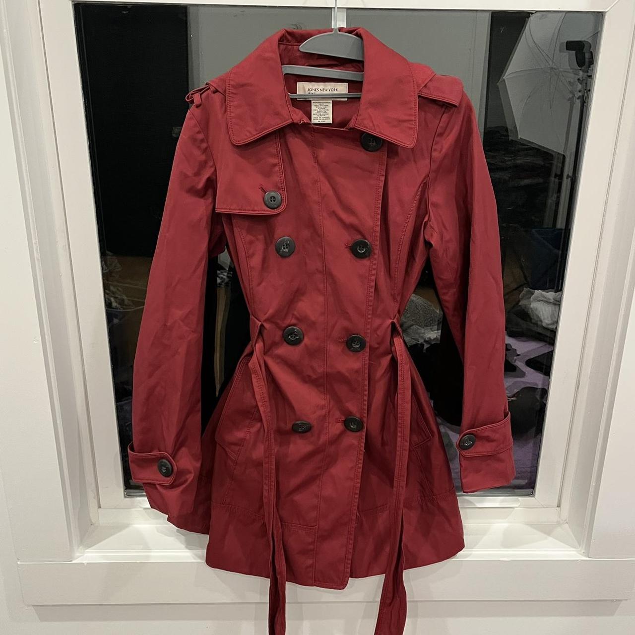 Jones New York Women's Burgundy and Red Coat | Depop