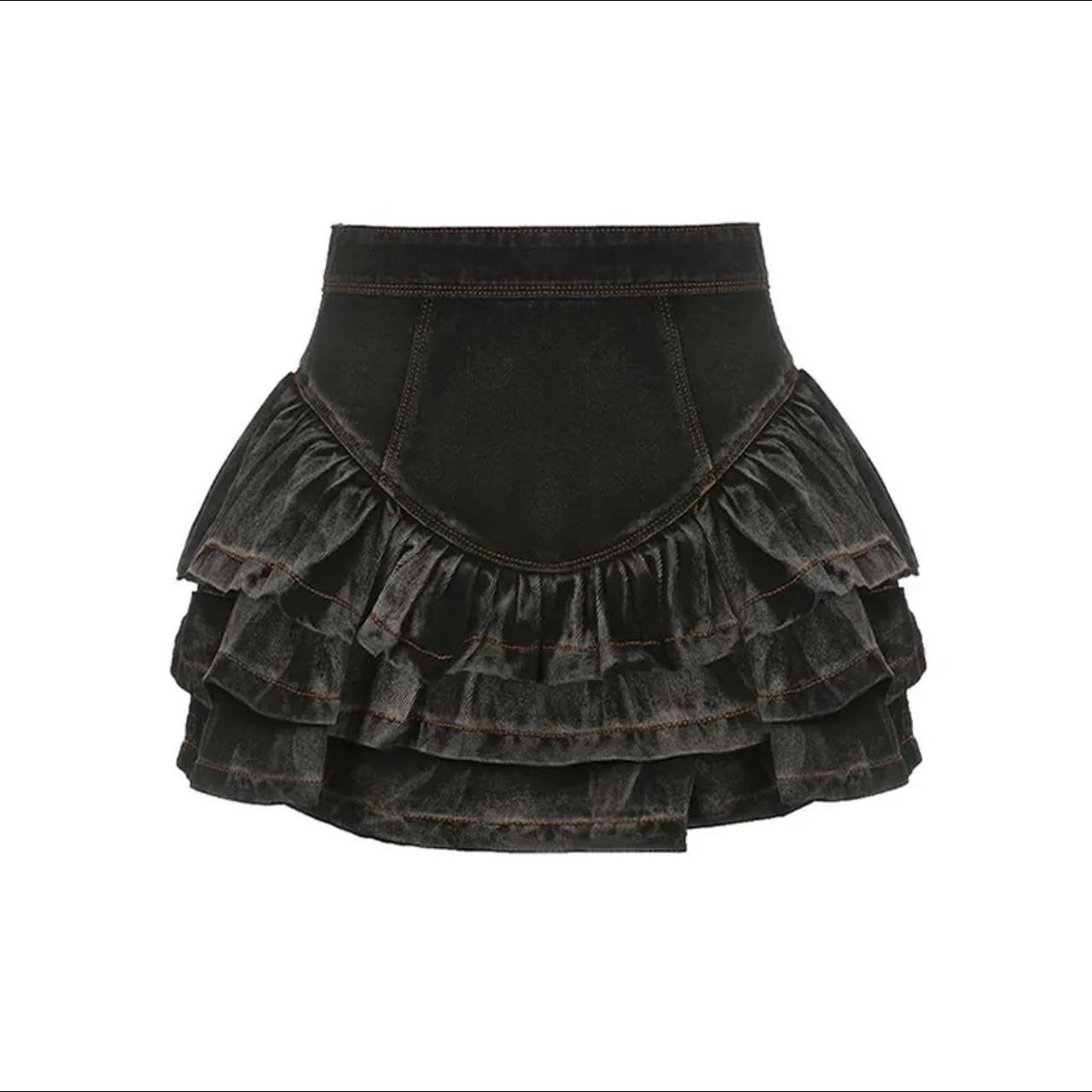 Women's Black and Grey Skirt (2)