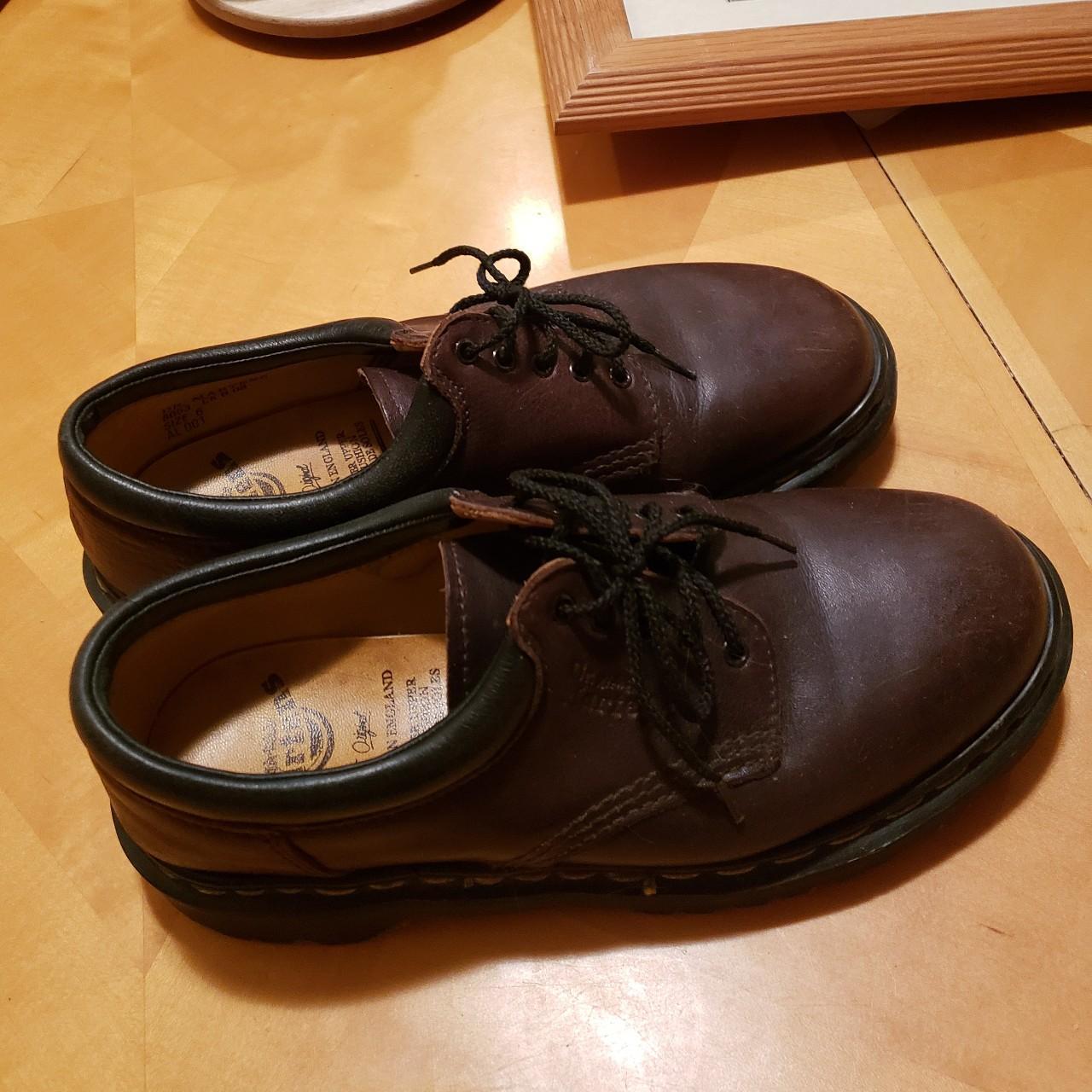 Dr. Martens Women's Burgundy and Brown Oxfords | Depop