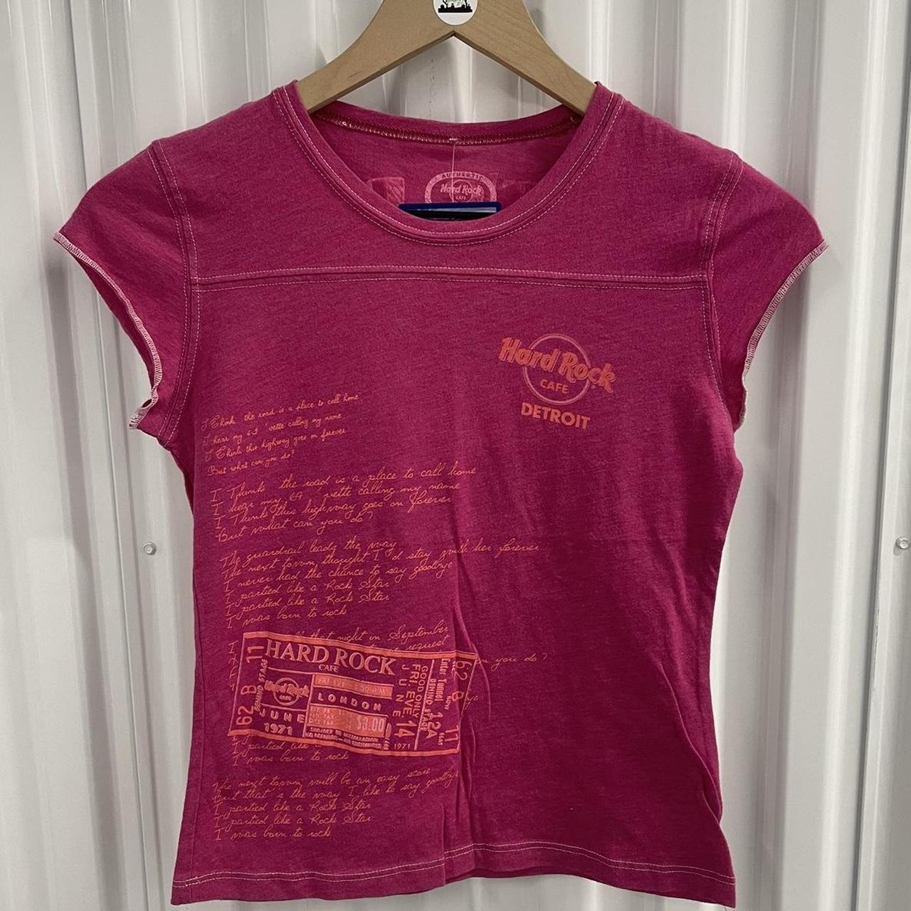 Hard Rock Cafe Women's Pink Shirt | Depop