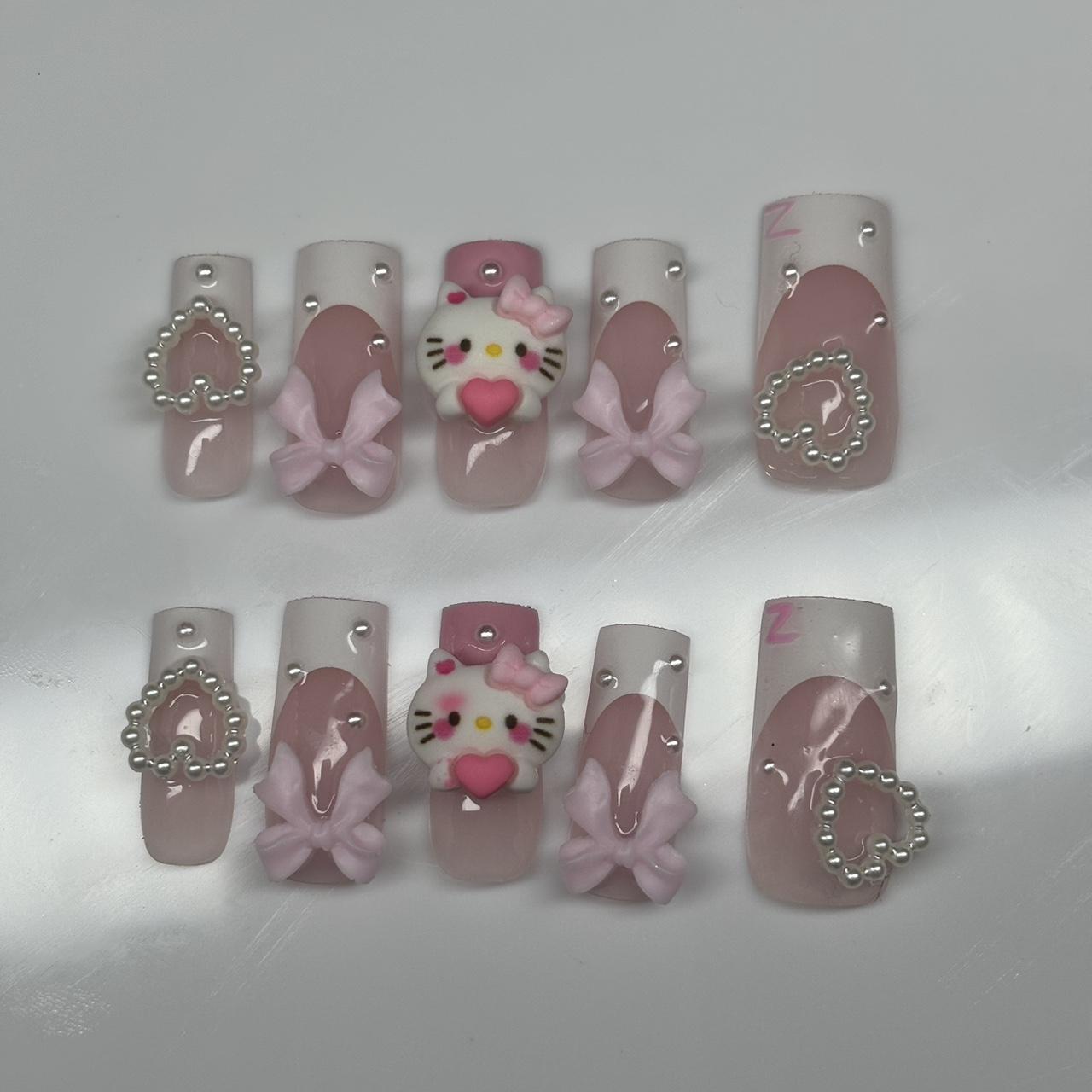 hello kitty press-on nails!! made to order, can be... - Depop