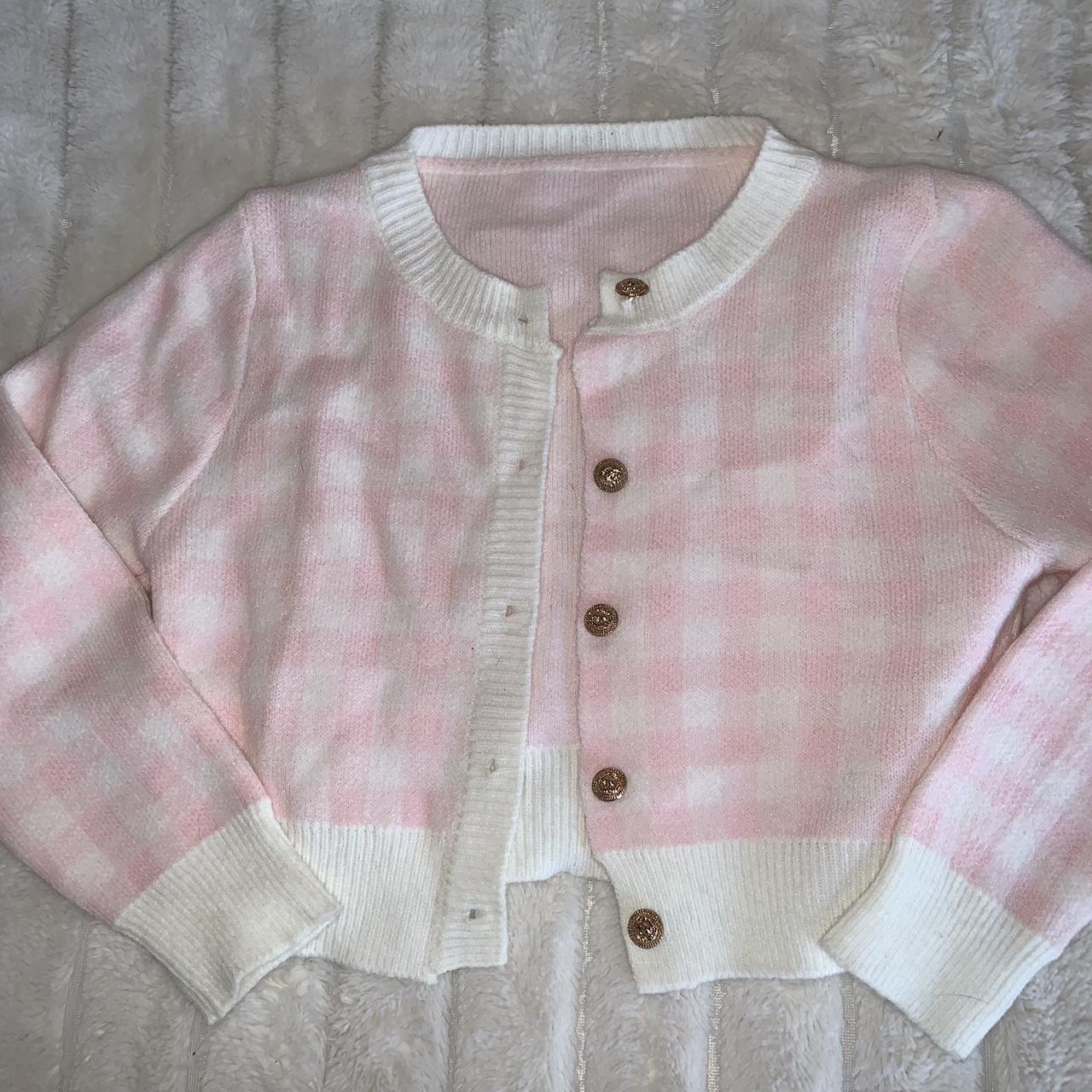 pink and white sweater + tank top set Depop