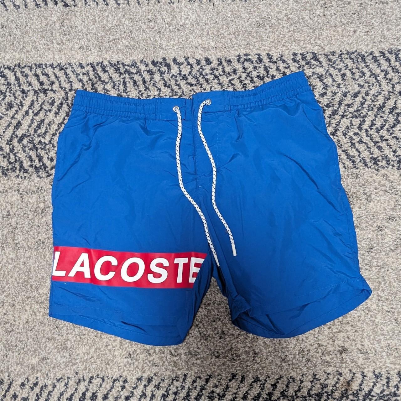 Blue Lacoste Shorts Size M Big Lacoste Logo with... - Depop