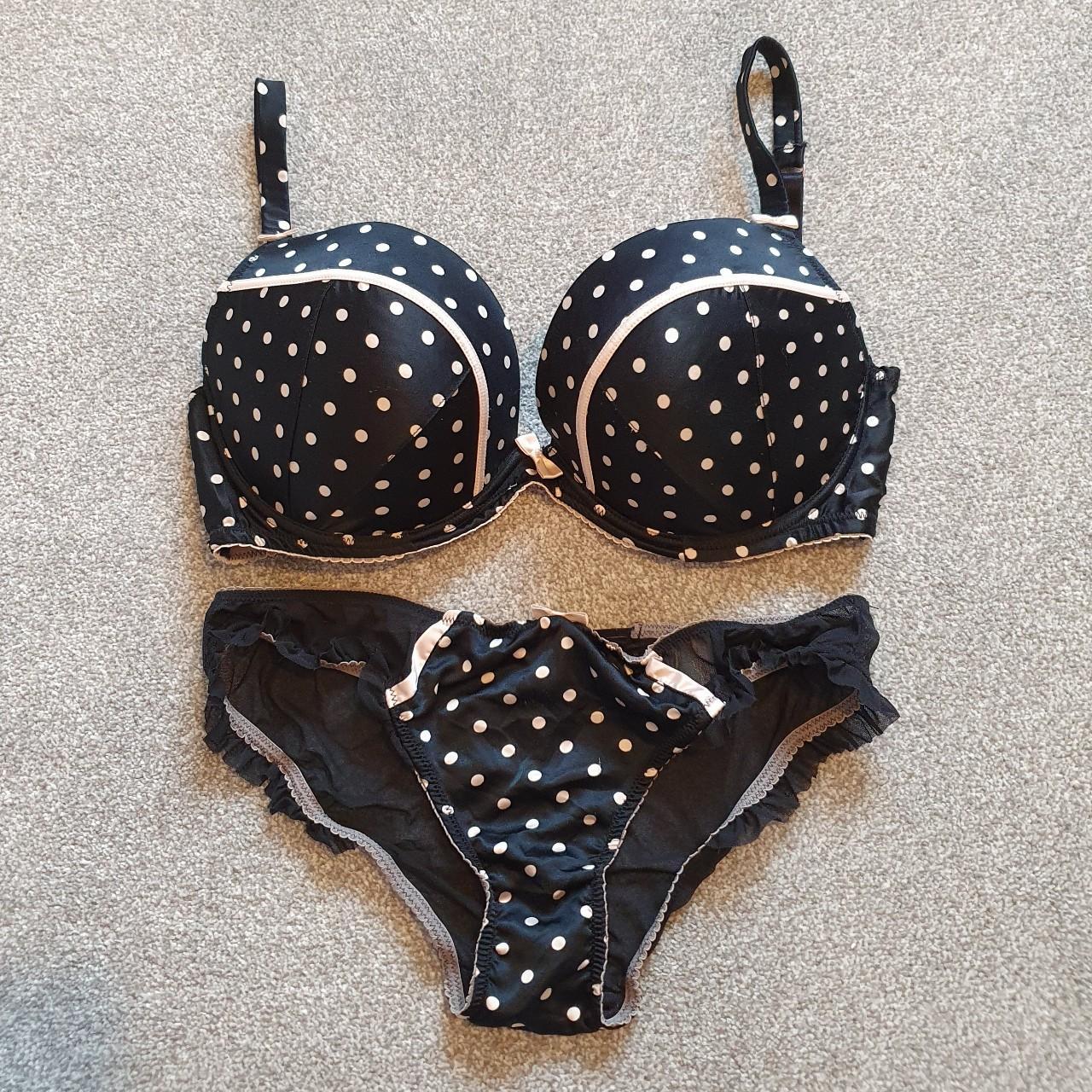 Kelly Brook Black Polka Dot Bra Set Size 34f Depop