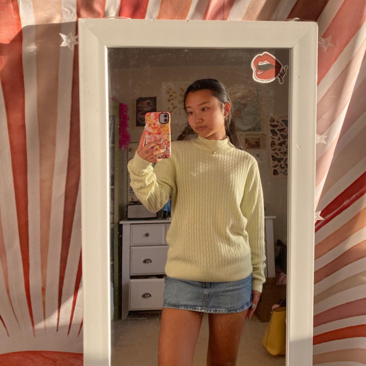 Appleseeds Petite knitted light green mock Depop