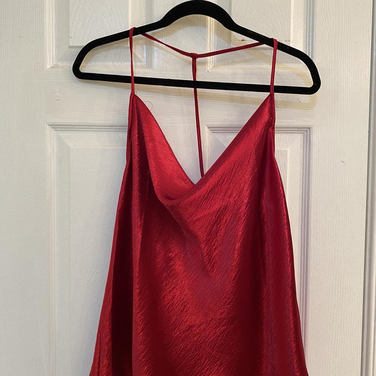 Lulus red satin cowl neckline top Red flowy top... - Depop