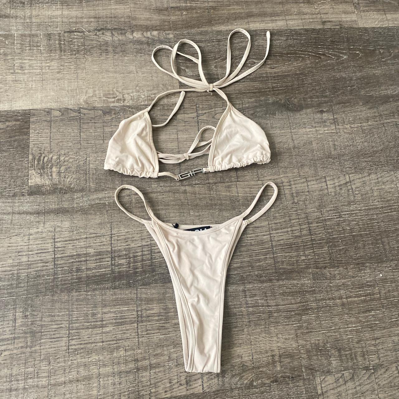 I.Am.Gia Taupe Brown String Triangle Bikini Size... - Depop