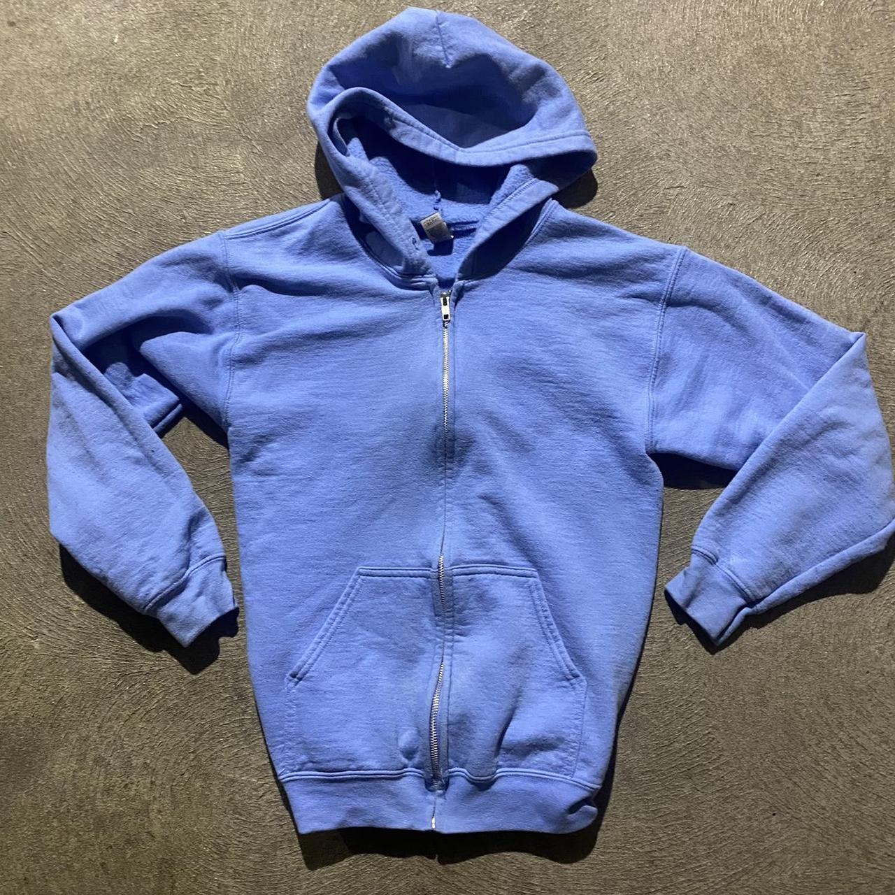 Baby Blue Gildan Hoodie Size: S Cropped, Boxy fit... - Depop