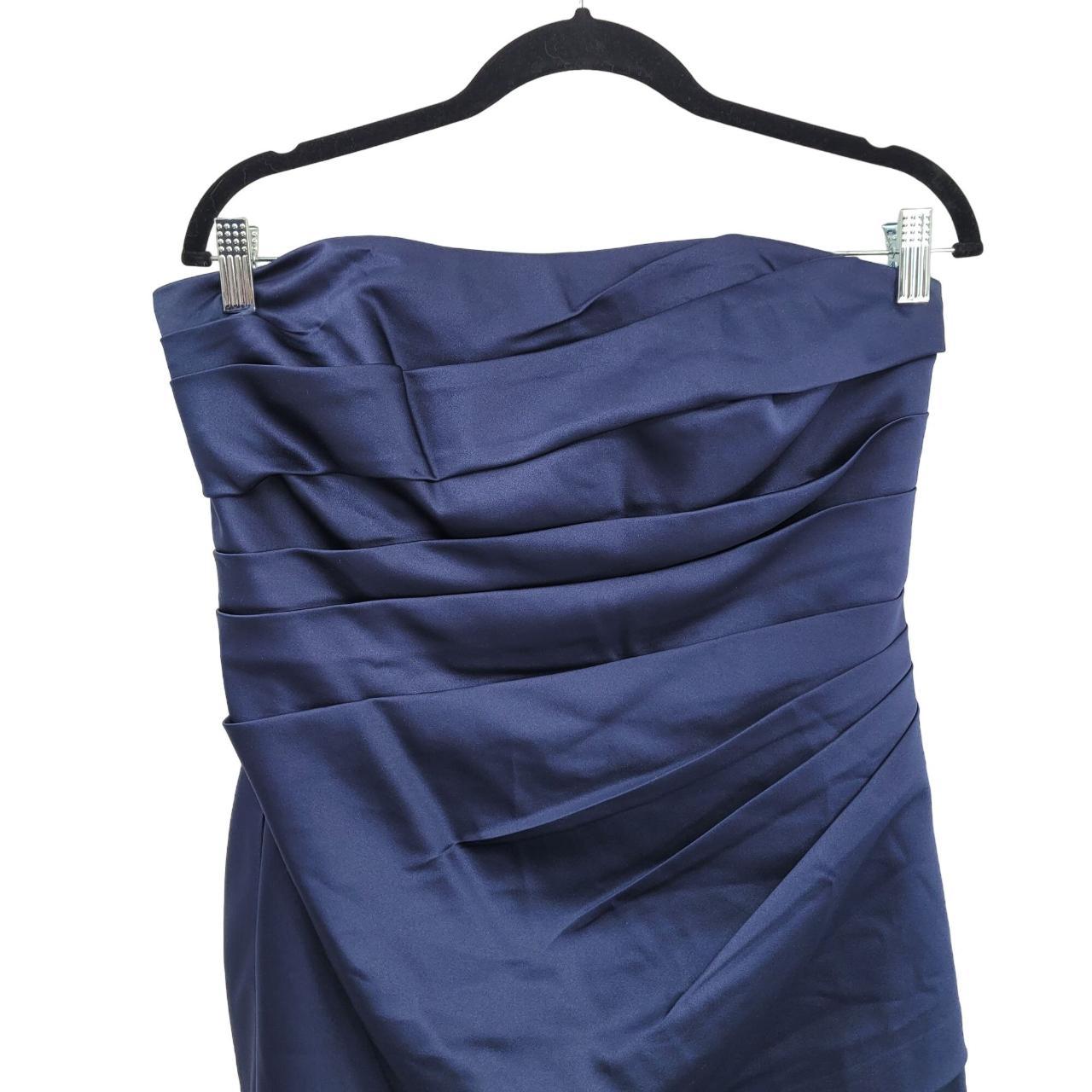 David s Bridal Short Satin Blue Dress