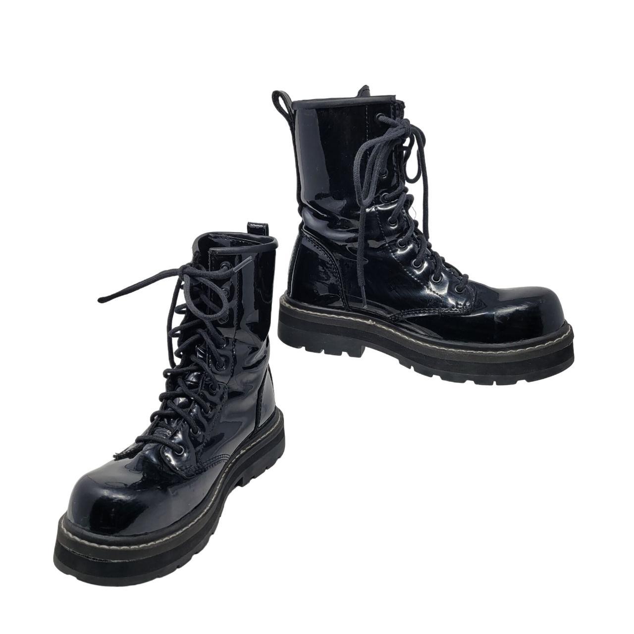 Patent leather work boots on sale