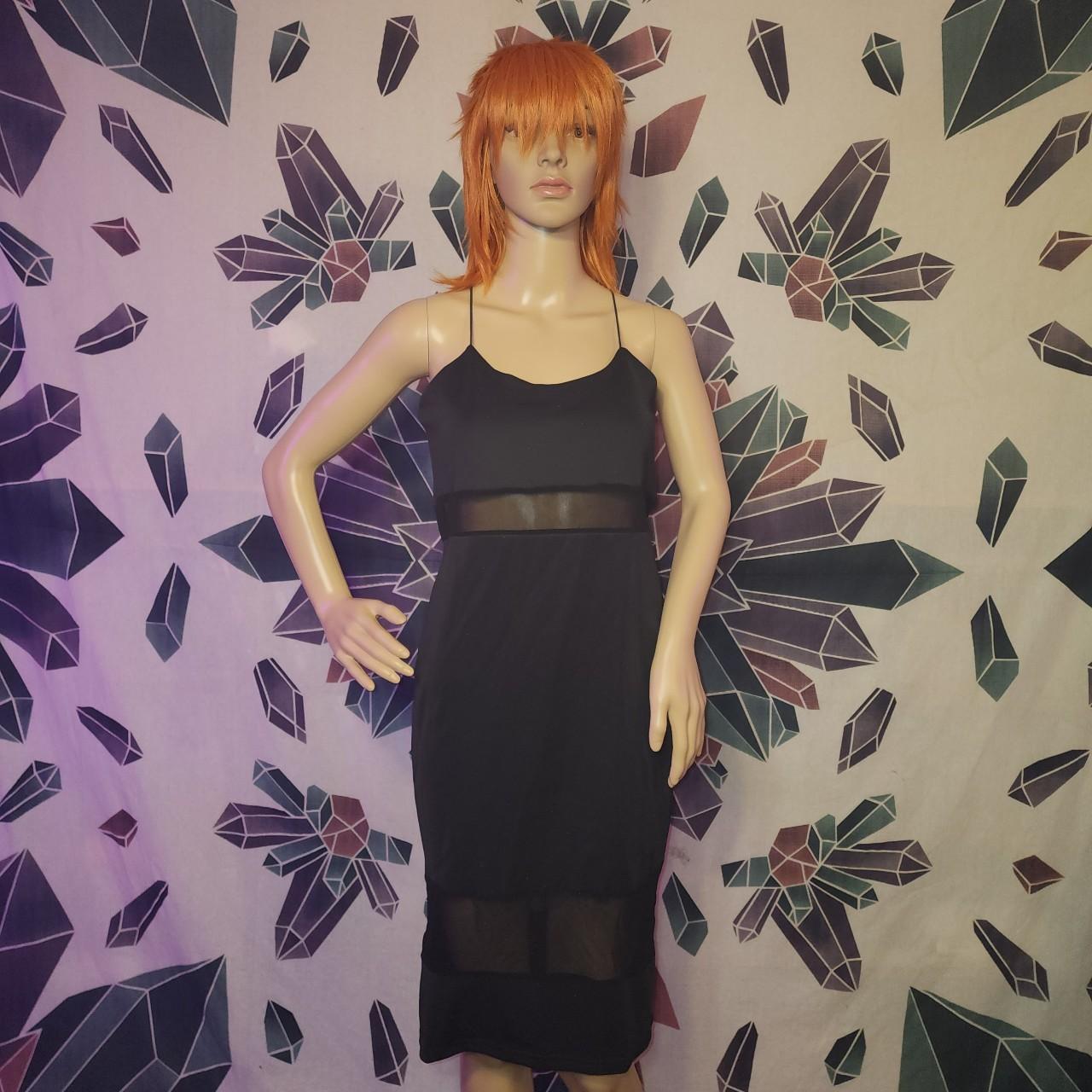 MISSGUIDED Black spandex bodycon dress with mesh. Depop