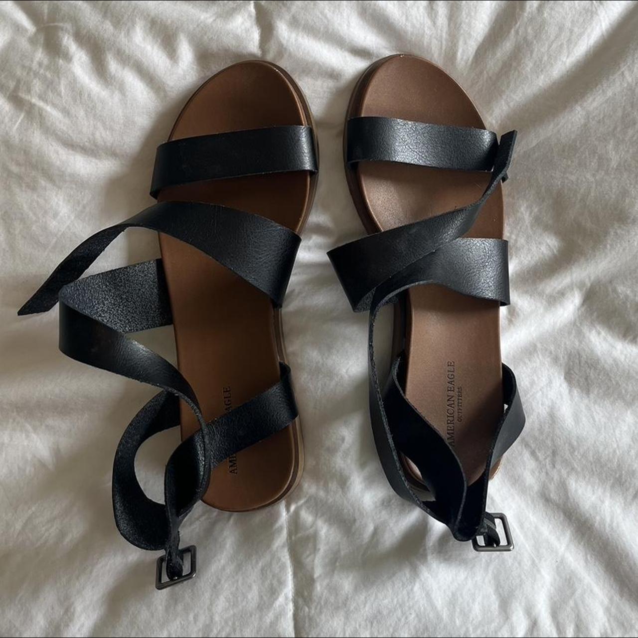 American Eagle Strapy Black Sandals Size 7 Lightly worn - Depop