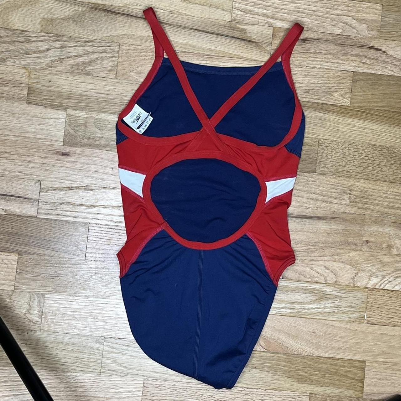 Red and blue speedo open back one piece swimsuit No... - Depop