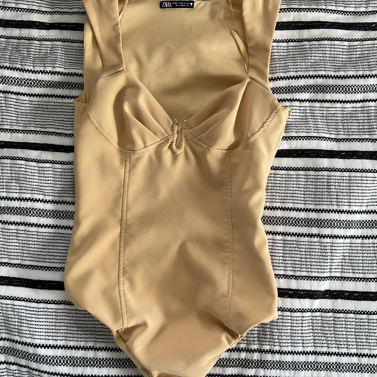 Zara satin the dye nwt yellow outlet bodysuit