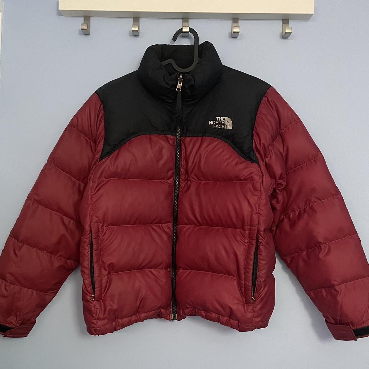 burgundy The North Face puffer coat 700 two little... - Depop