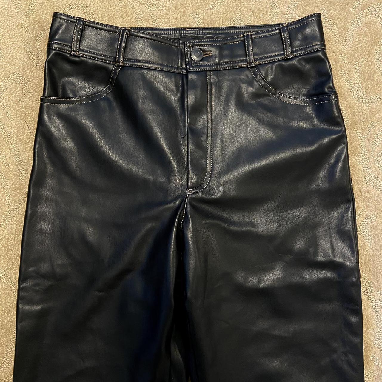 Deep brown/black vegan leather pants So dark brown... - Depop