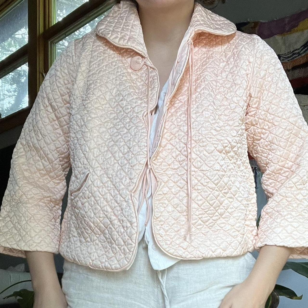 Vintage light pink quilted jacket This is a 1950s... Depop