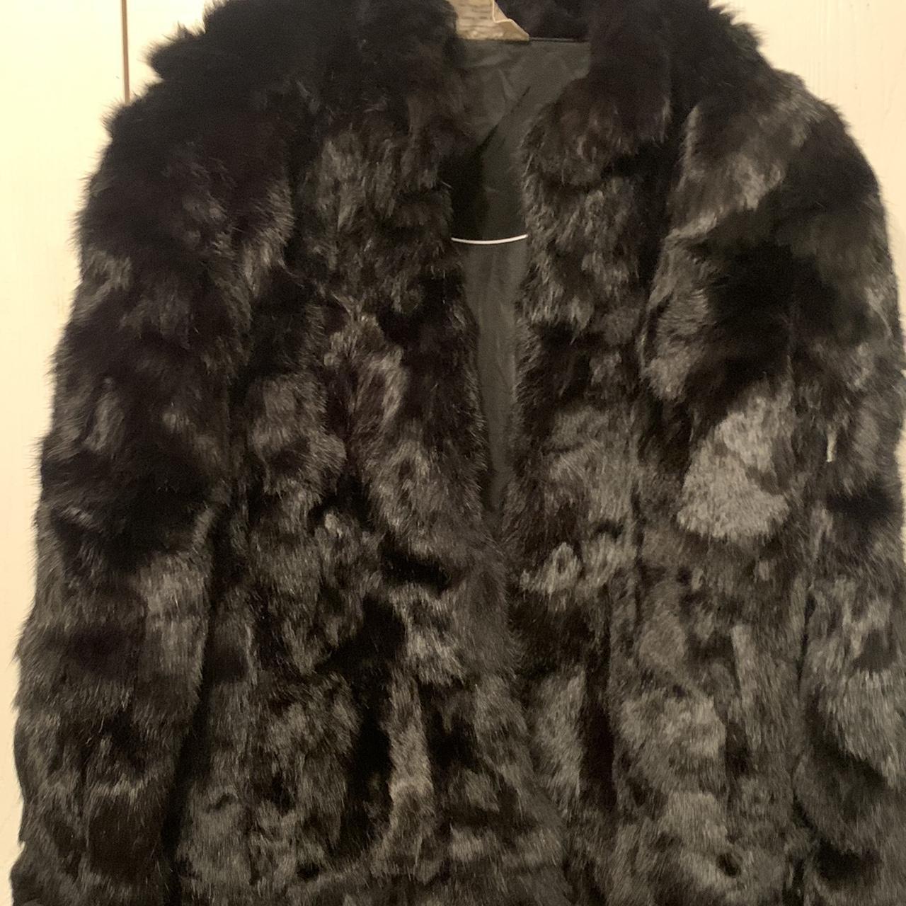 Black 100% genuine rabbit fur coat Has some tears... - Depop