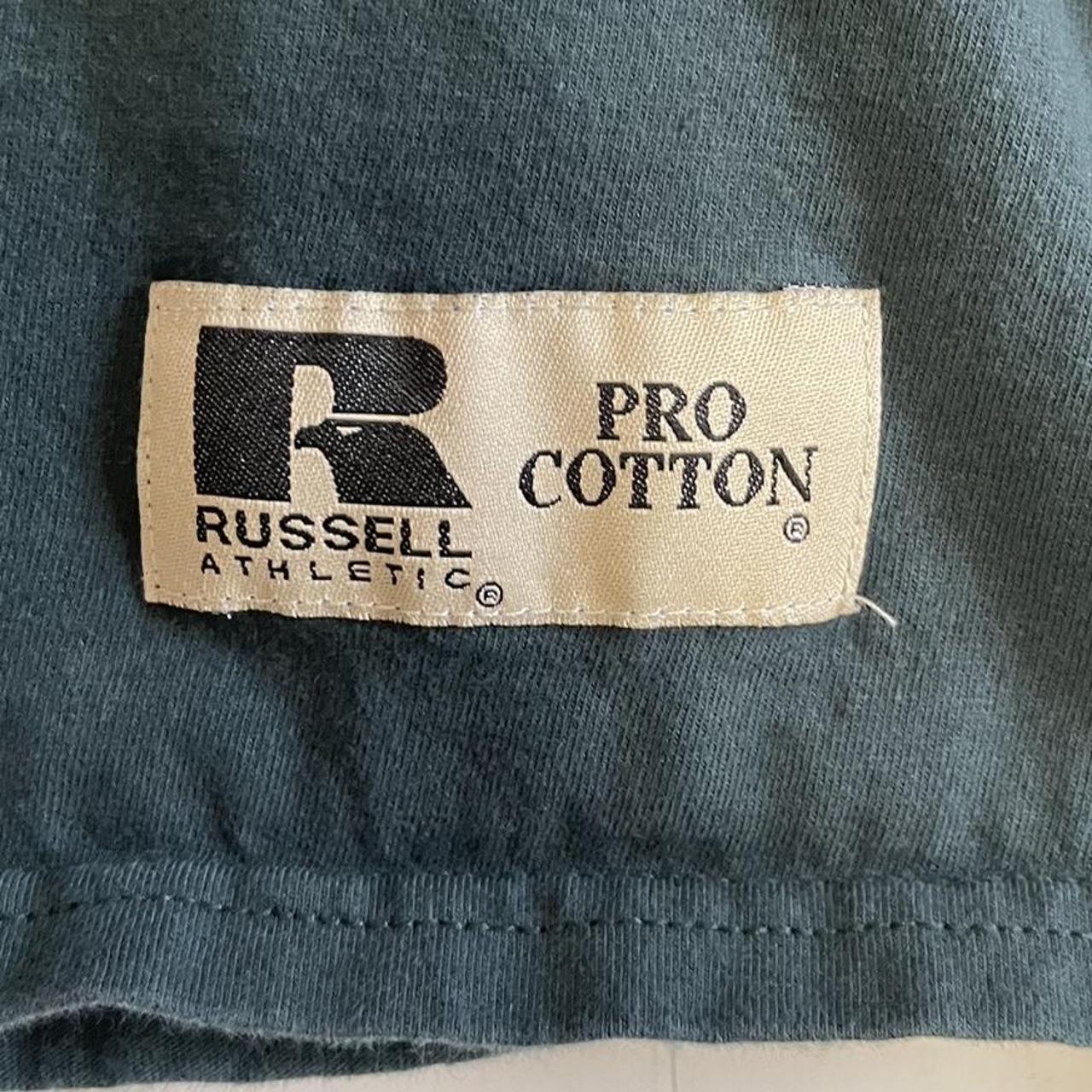 T-shirt Vintage Russell Athletic Années 90 Col Rond Homme Taille M - Teal Neuf Avec étiquette - Deadstock NOS