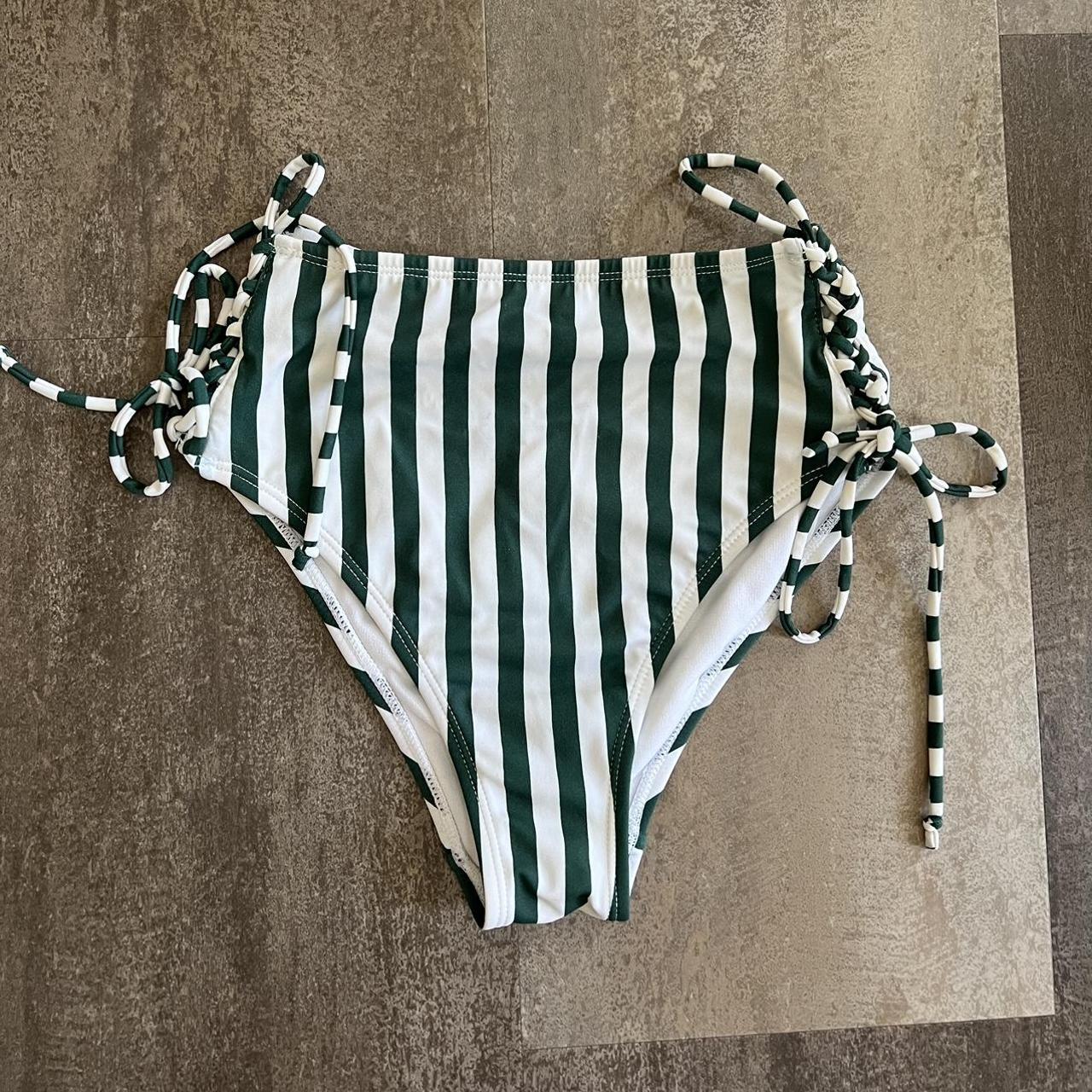 PacSun Women's Green and White Bikini-and-tankini-bottoms