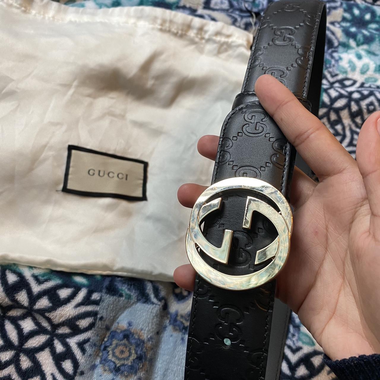 Black GG Supreme leather belt, Gucci