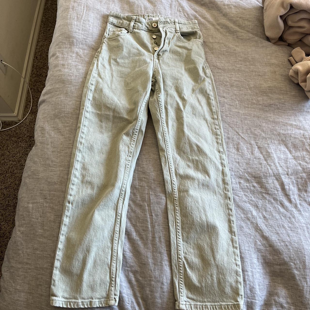 Light Green Jeans Straight Leg Size 0 Great... Depop