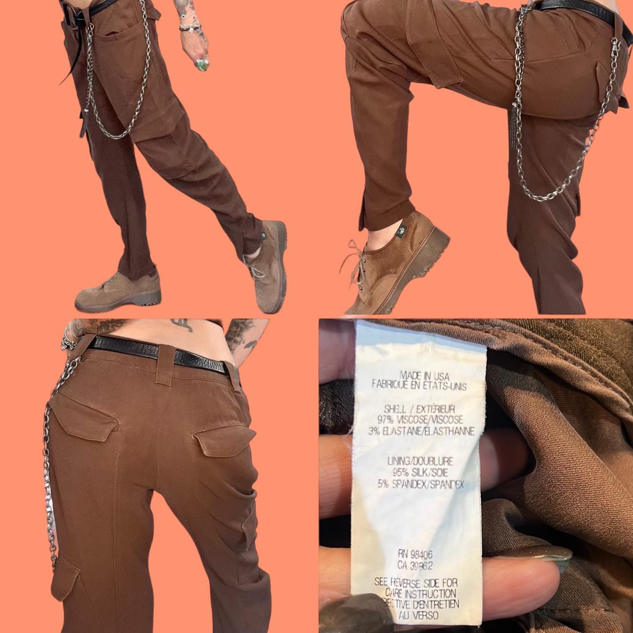 Unbranded vintage brown silk cargo pants 🐛 These... - Depop