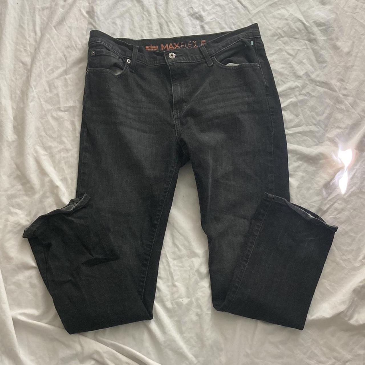 Black low rise jeans. Listed as a Slim Straight... - Depop