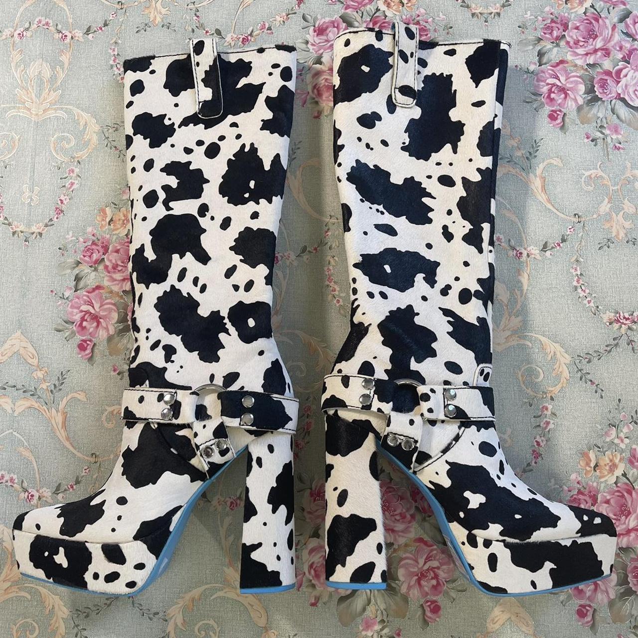 Jeffrey campbell shop cow print boots