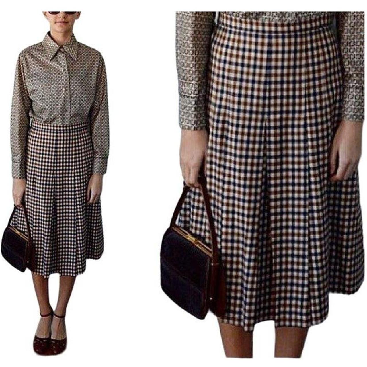 Aquascutum of London Vintage Check Wool Pleated Midi Depop