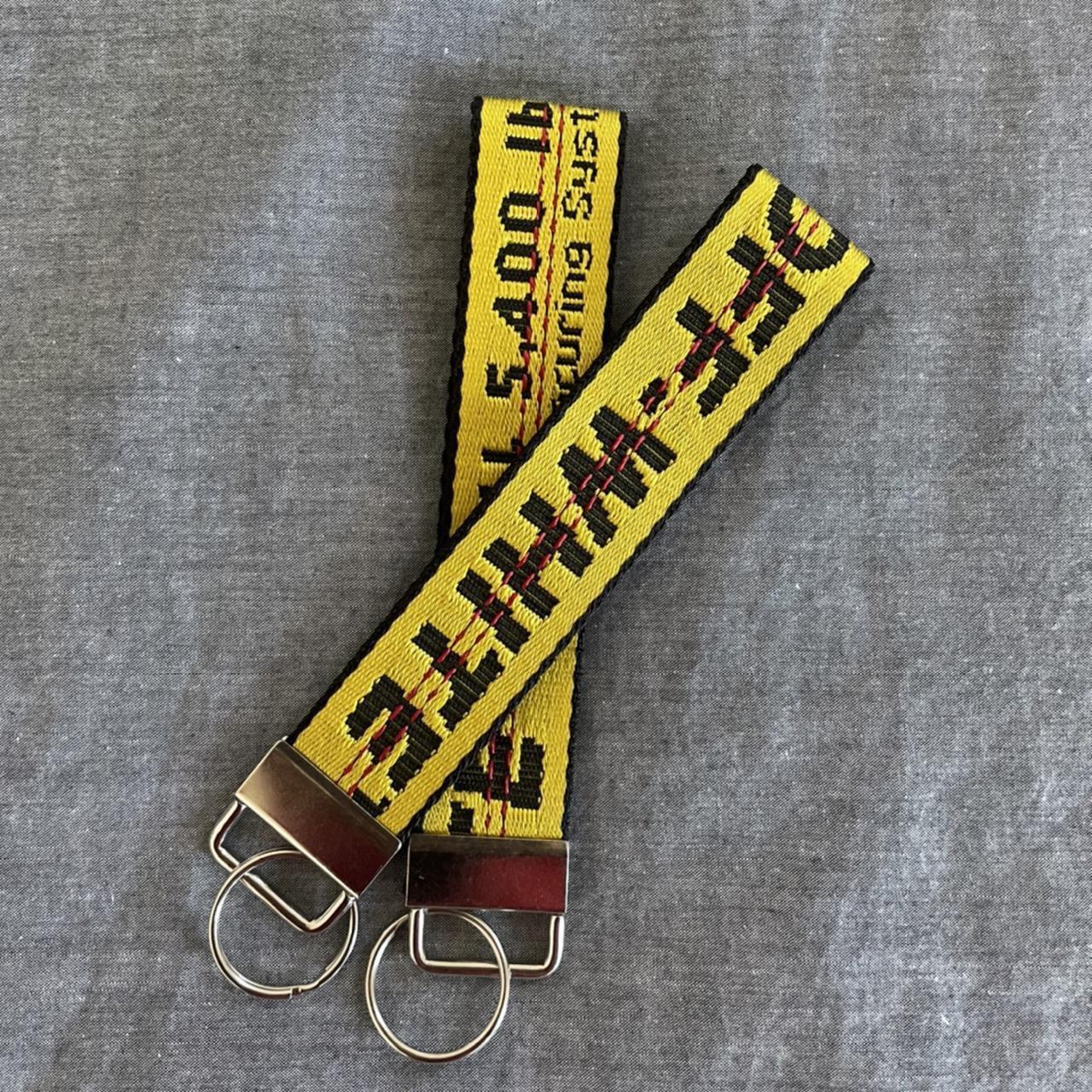 off-white keychain wristlet reworked from a 100% - Depop