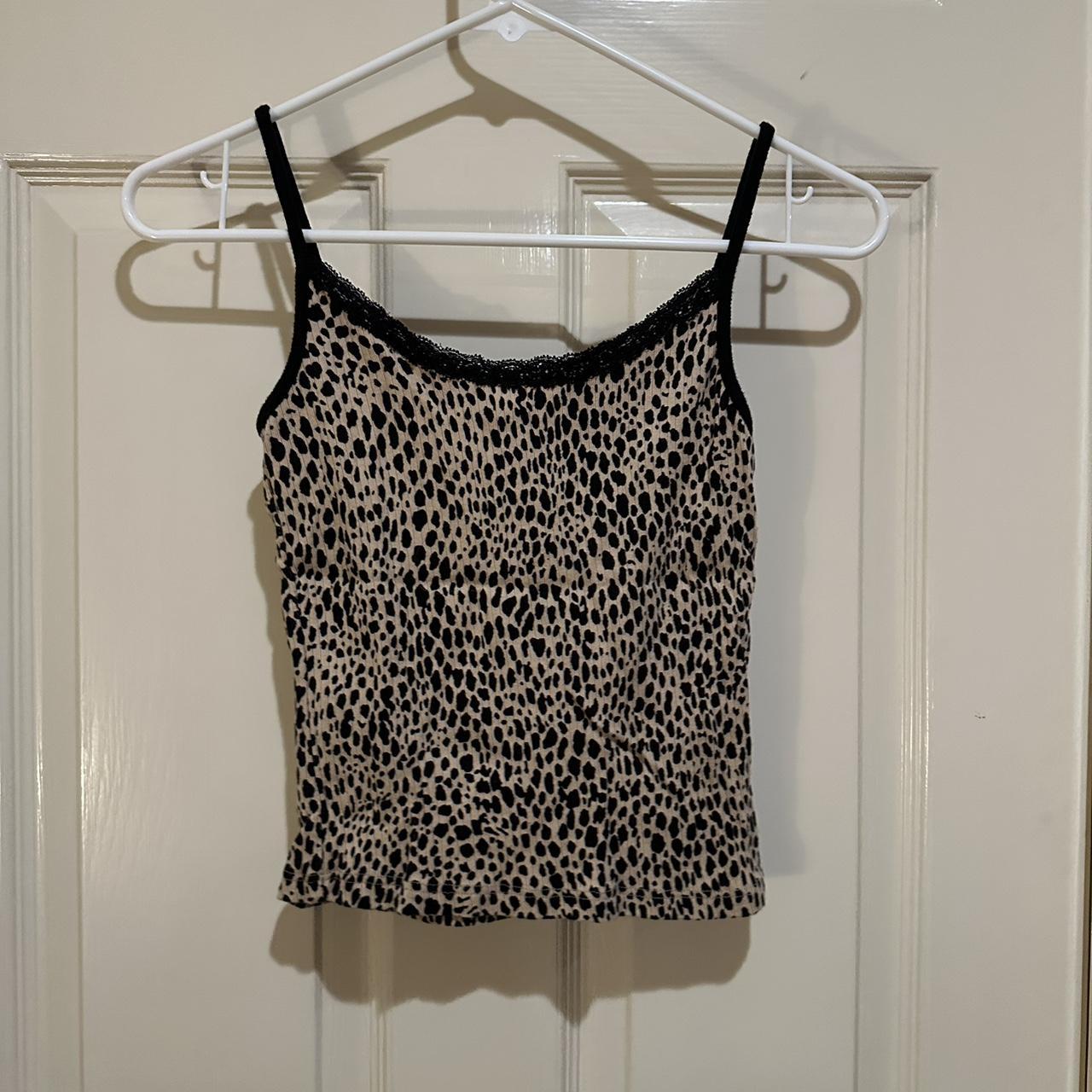 Brandy Melville leopard print lace cami tank... - Depop