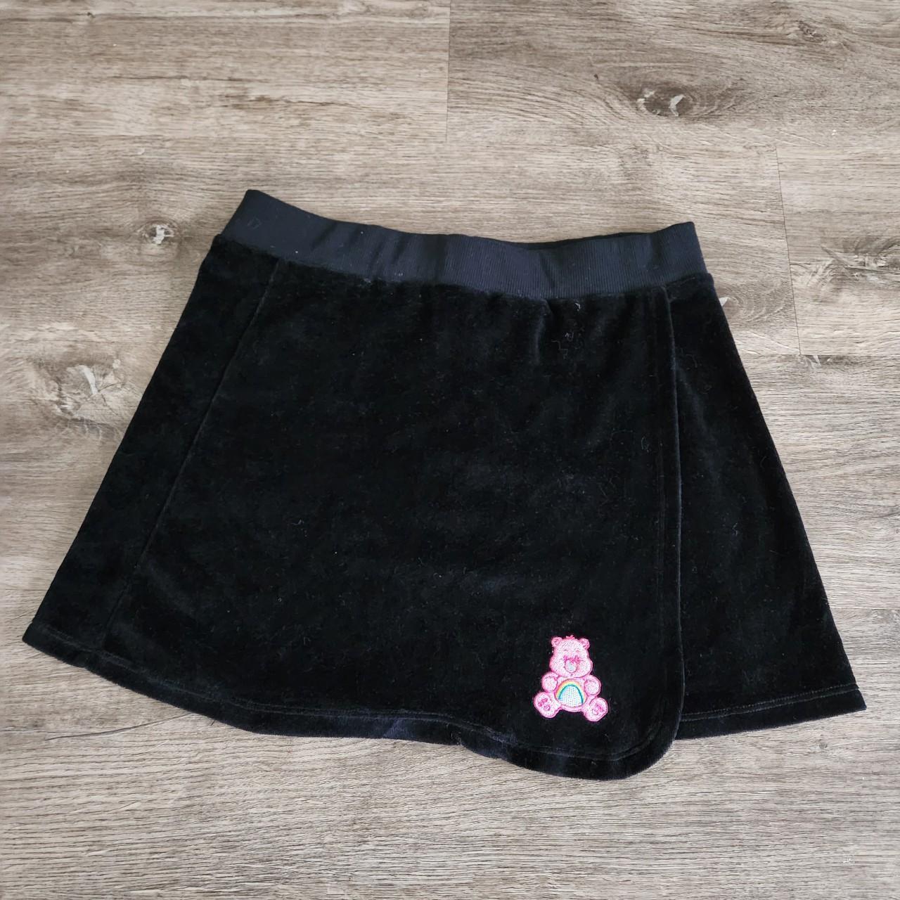 Black velour Care Bears x Dollskill mini skirt. size... - Depop
