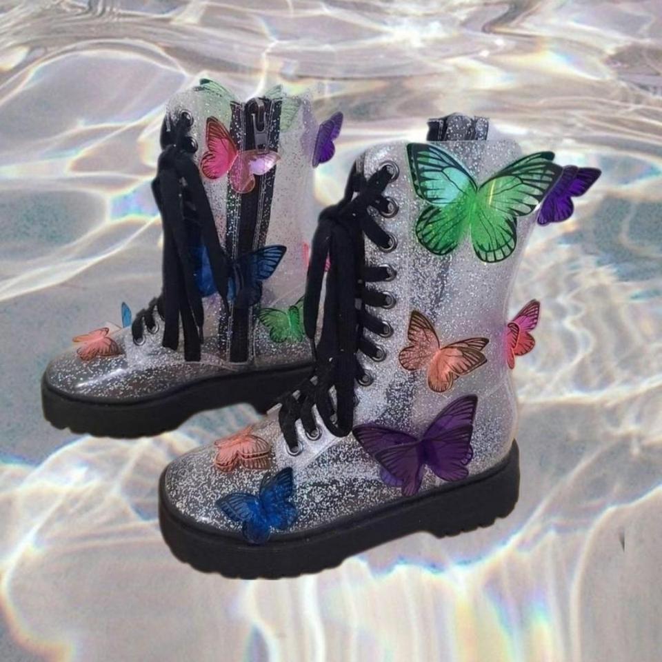 Club exx clearance holographic butterfly boots