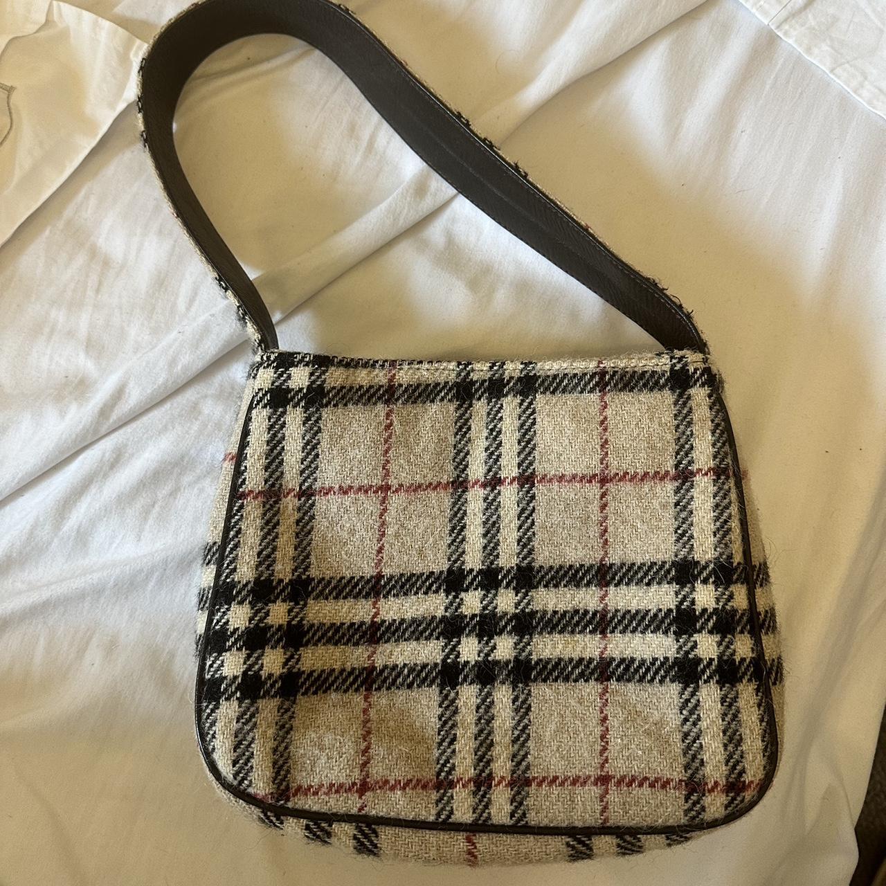 vintage burberry mini shoulder bag, knitted / wool... Depop
