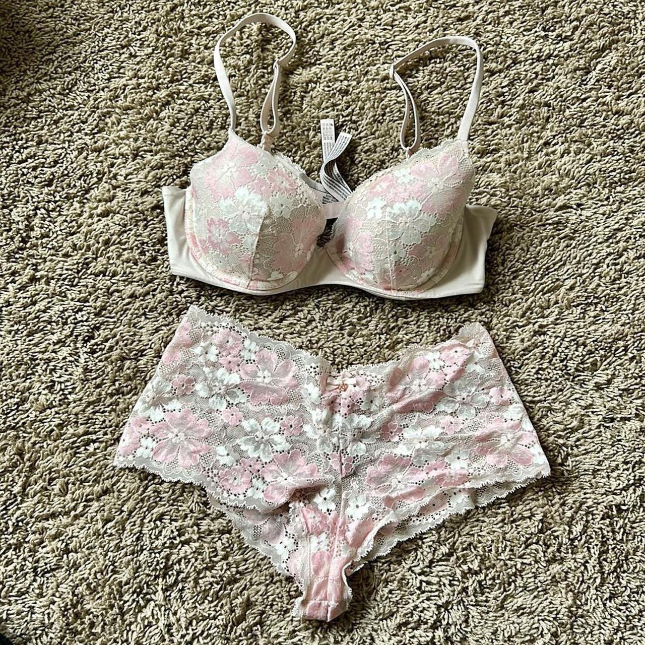 Body by Victoria Pink Lace Set 34/C, - Depop