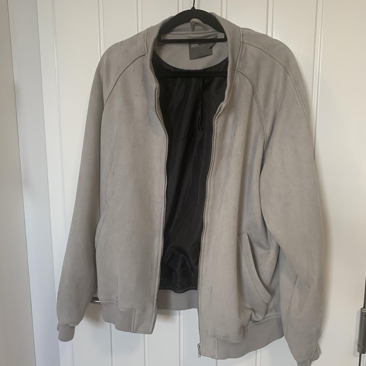 Men’s suede grey jacket from asos, size XL. Depop