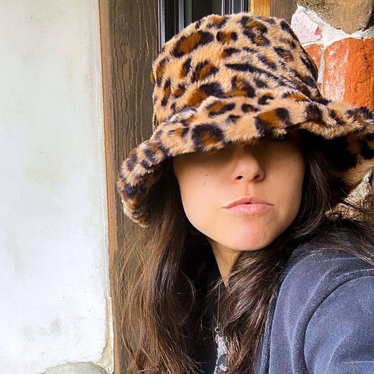 CHEETAH PRINT FUZZY BUCKET HAT We Loveeeeeeee Depop