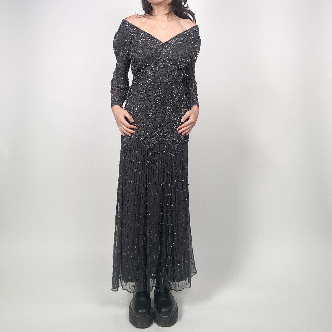 Pisarro nights hot sale long beaded gown