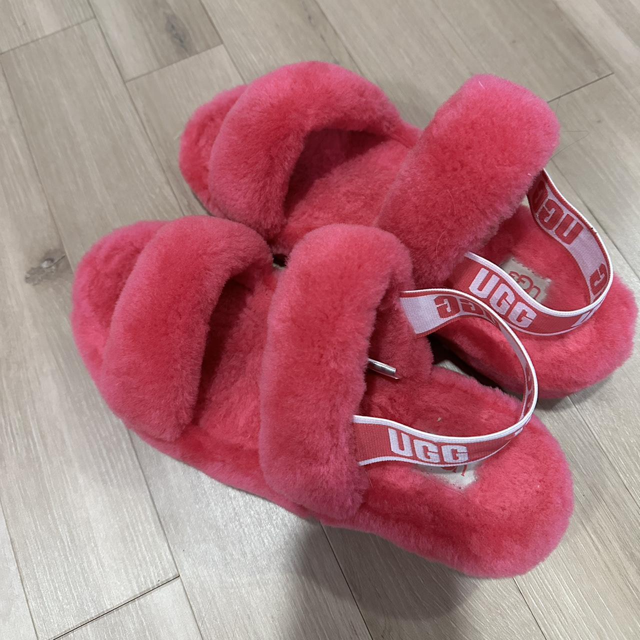 Hot pink ugg slippers 🩷 lightly worn so cute for... - Depop