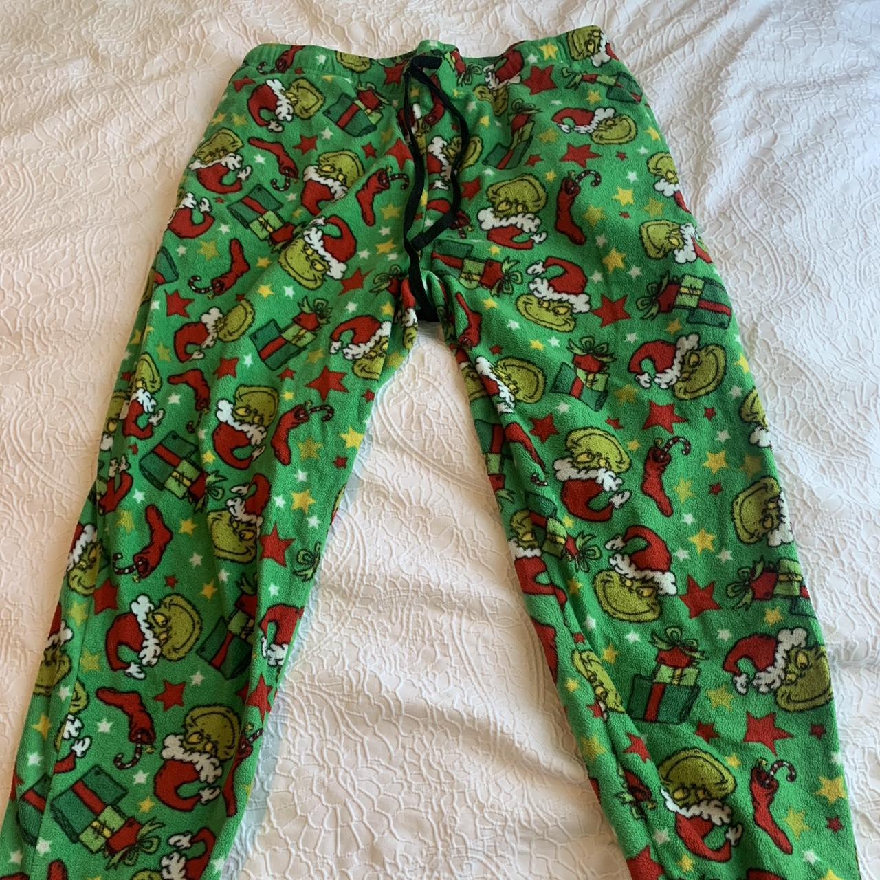 Grinch Christmas pajamas. Size XL with cuffed... - Depop