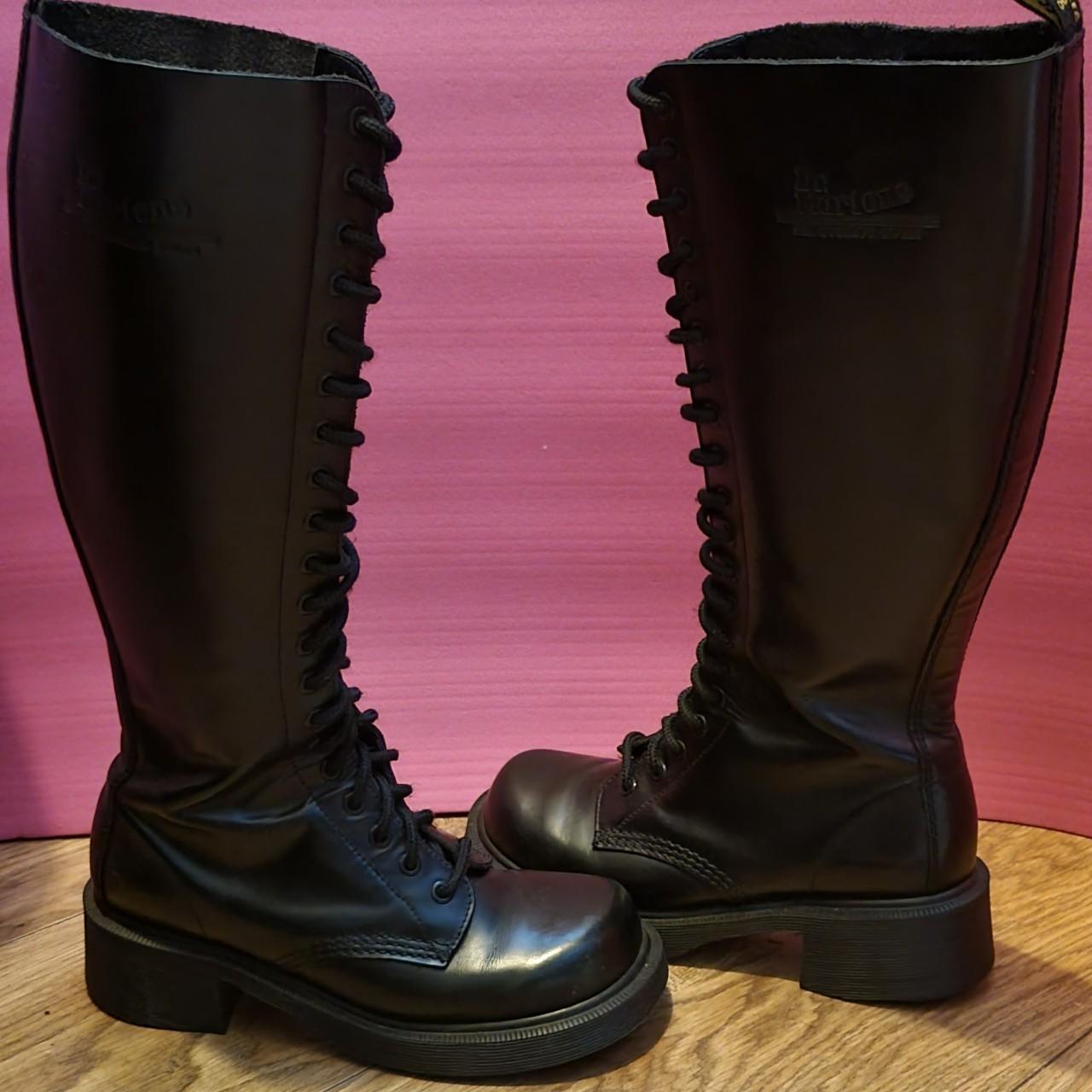 Vintage Dr martens 1420 20 eye black knee high. Depop