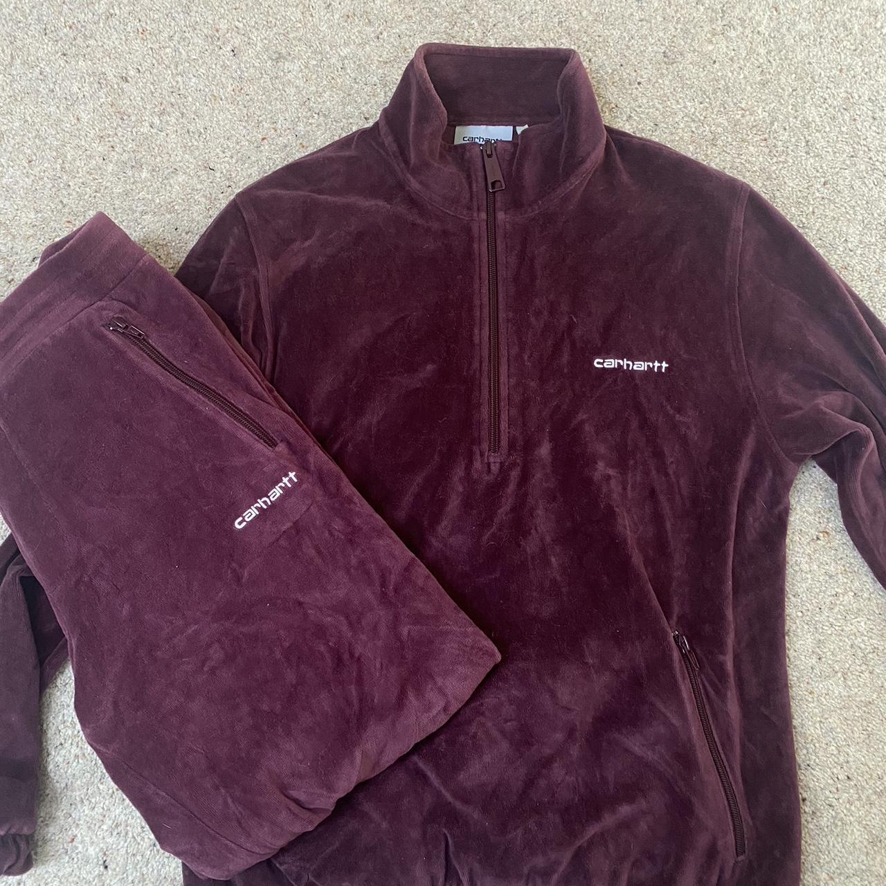 Carhartt tracksuit in burgundy velour Size xs/6 but... - Depop