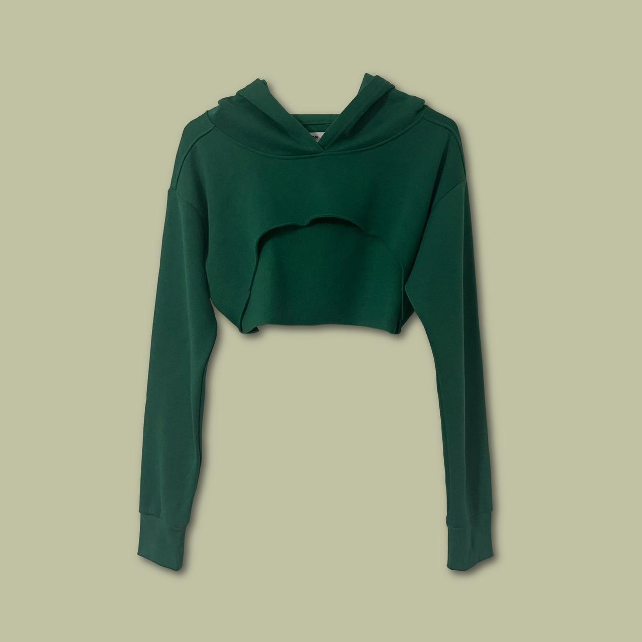 Super cropped green hoodie. Worn once for an outfit.... - Depop