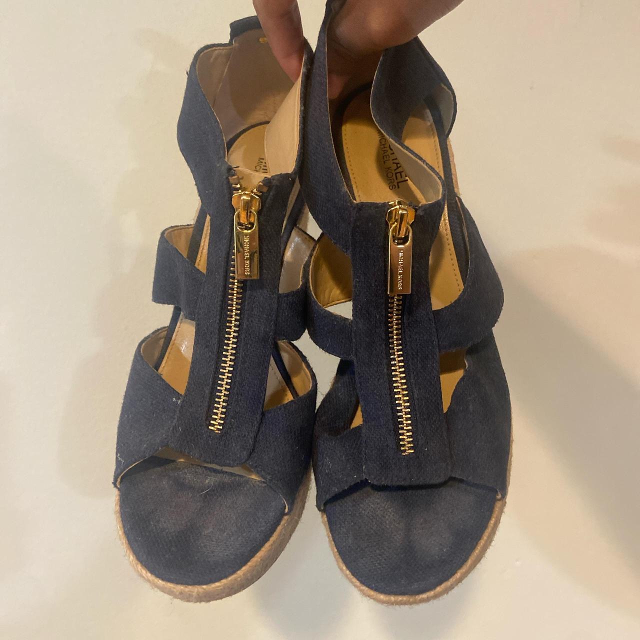 Michael kors denim wedge sandals online