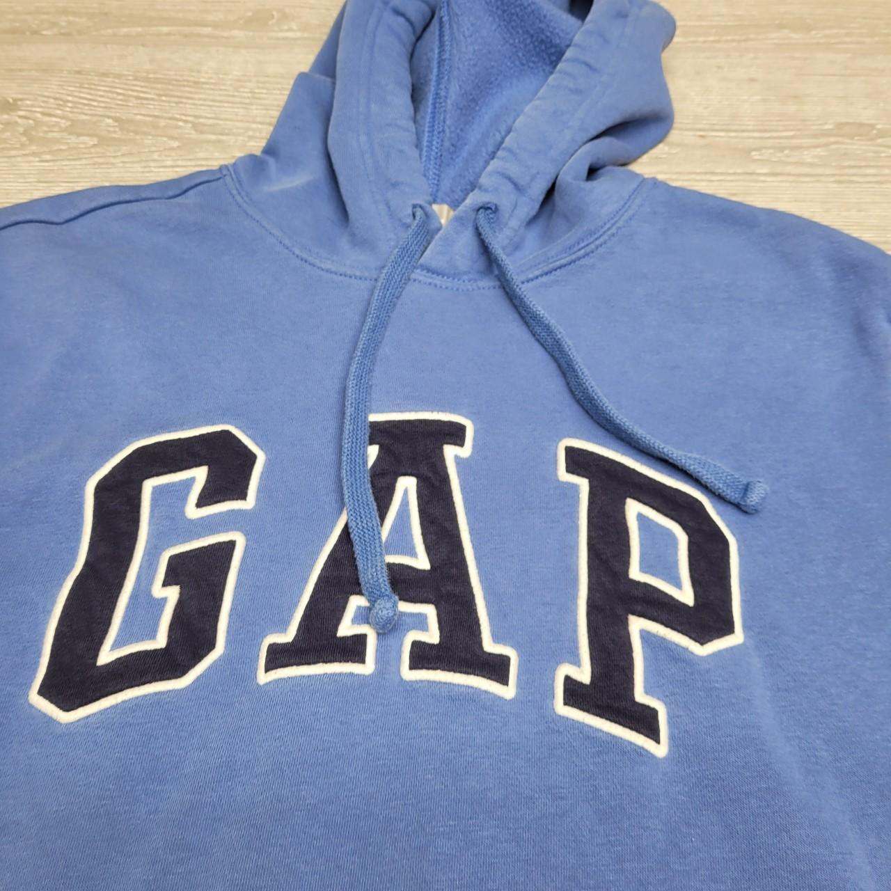 Gap Logo Light Blue Hoodie Sweatshirt Good... - Depop