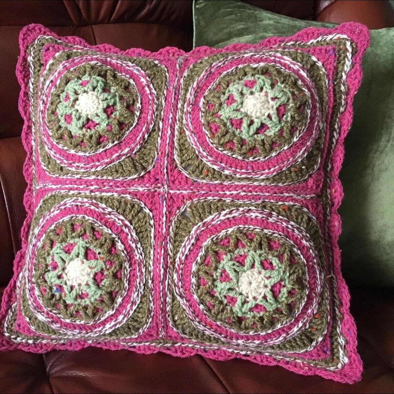 Hand Crochet Chunky Aran Rasberry Sagewood Mandala 2... Depop