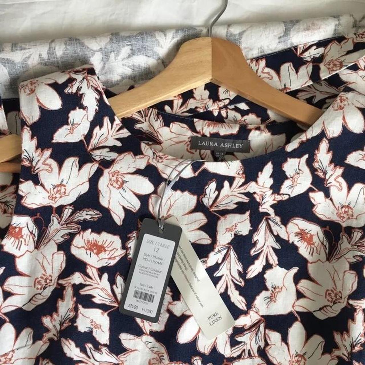 NWT Laura Ashley Indigo Floral 100 Linen 60 s Style. Depop