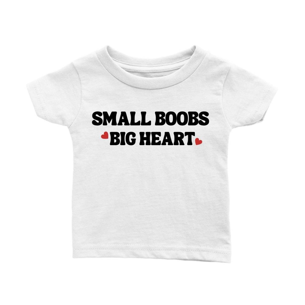 small boobs big heart y2k baby tee ☆ swipe for... - Depop