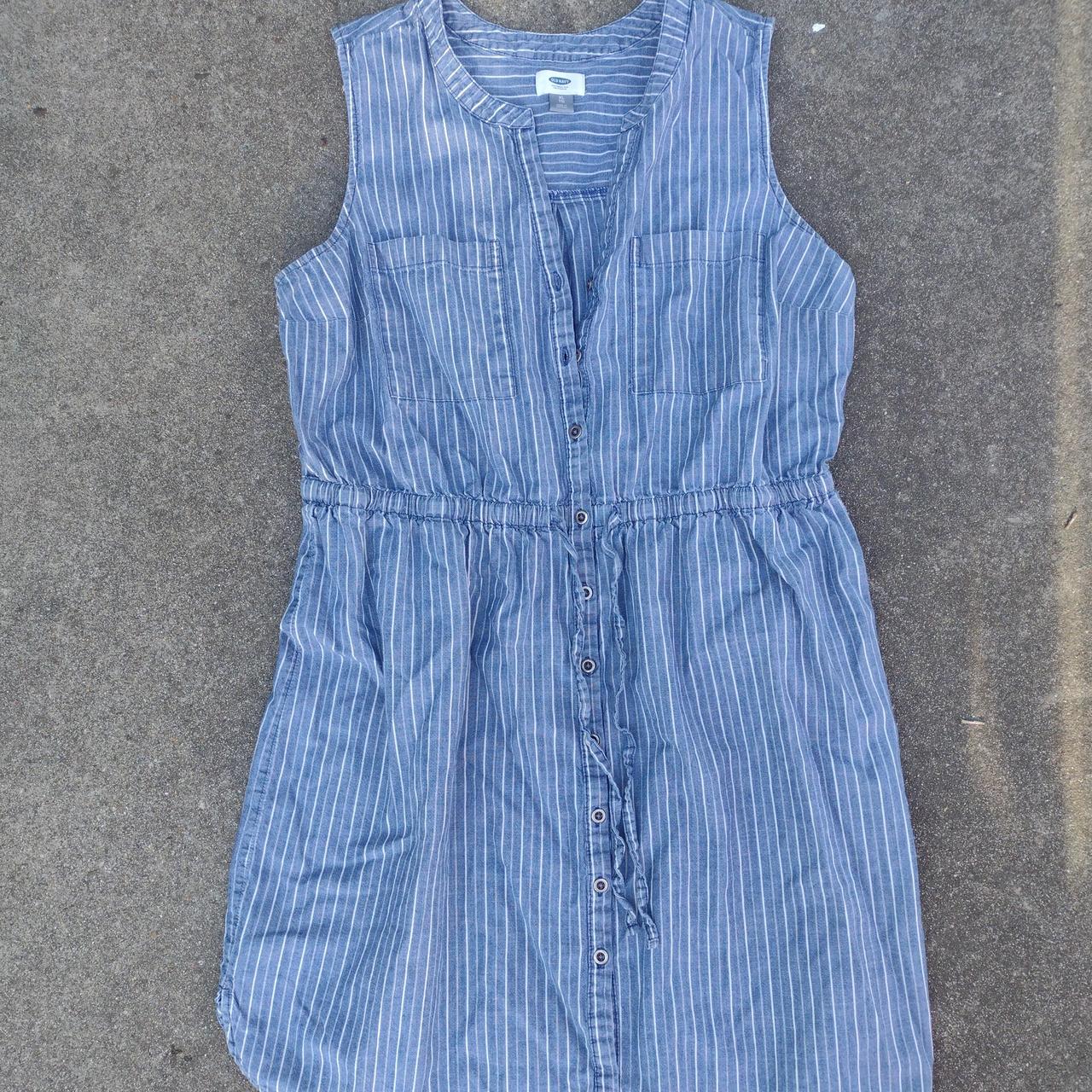 Old Navy Women's A-line Dress - Blue - XL – Denim striped jean dress button up size …